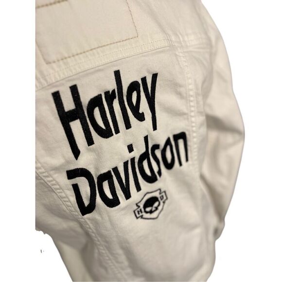 Harley-Davidson embroidered white jean jacket - LP - Picture 2 of 9